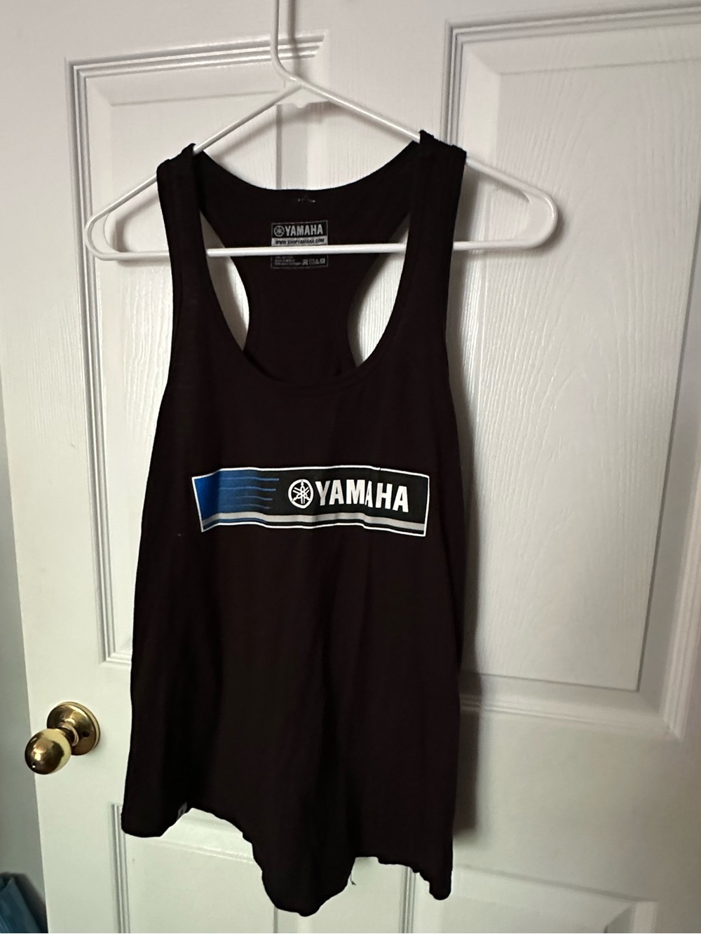 Yamaha Black Racerback Tank with Blue & White Logo